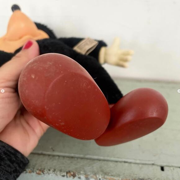 Vintage Mickey Mouse Plush Stuffed Doll Rubber Face Hands Feet Knickerbocker Tag - Picture 6 of 8